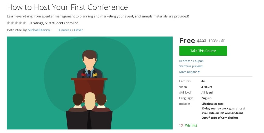 Free Udemy Course on How to Host Your First Conference