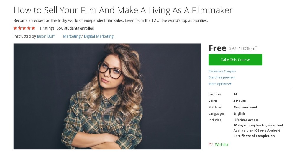 Free Udemy Course on How to Sell Your Film And Make A Living As A Filmmaker