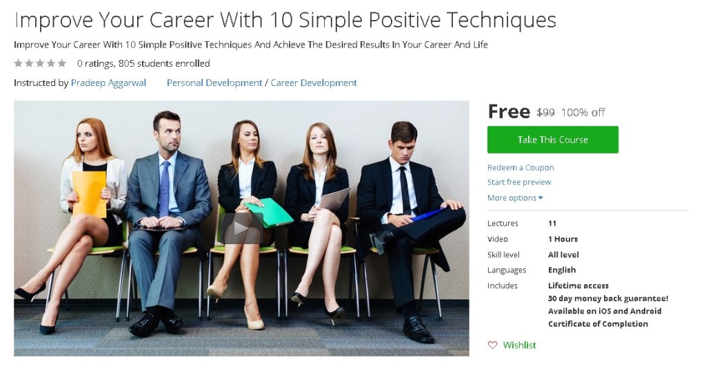 Free Udemy Course on Improve Your Career With 10 Simple Positive Techniques