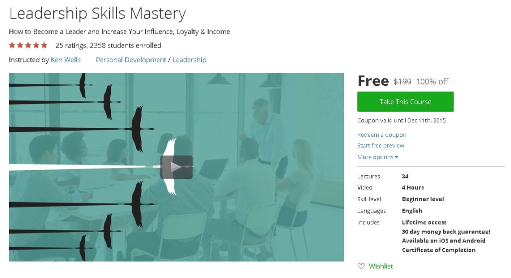 Free Udemy Course on Leadership Skills Mastery