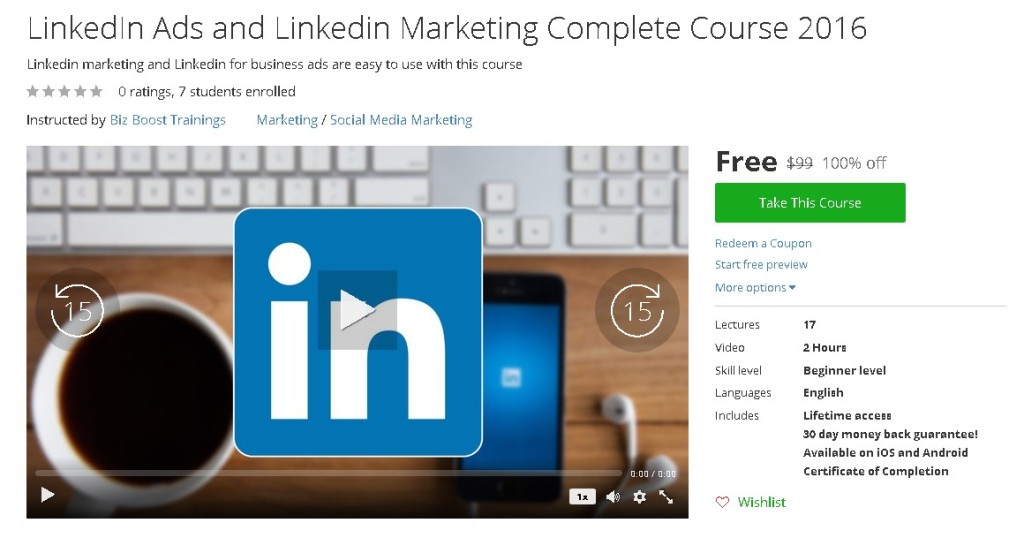 Free Udemy Course on LinkedIn Ads and Linkedin Marketing Complete Course 2016