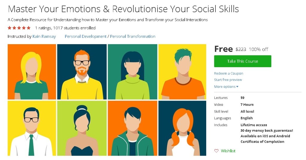 Free Udemy Course on Master Your Emotions & Revolutionise Your Social Skills