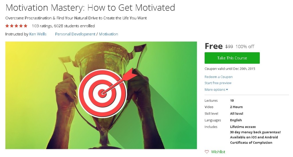 Free Udemy Course on Motivation Mastery How to Get Motivated