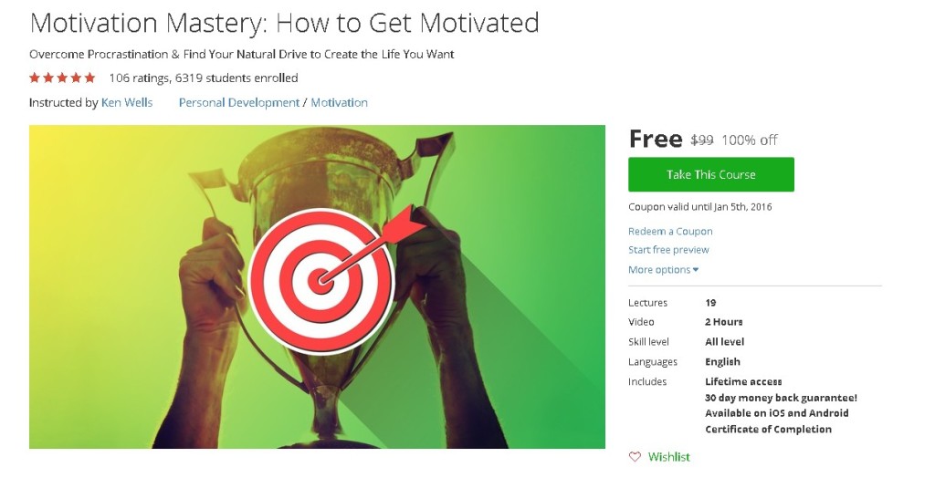 Free Udemy Course on Motivation Mastery How to Get Motivated