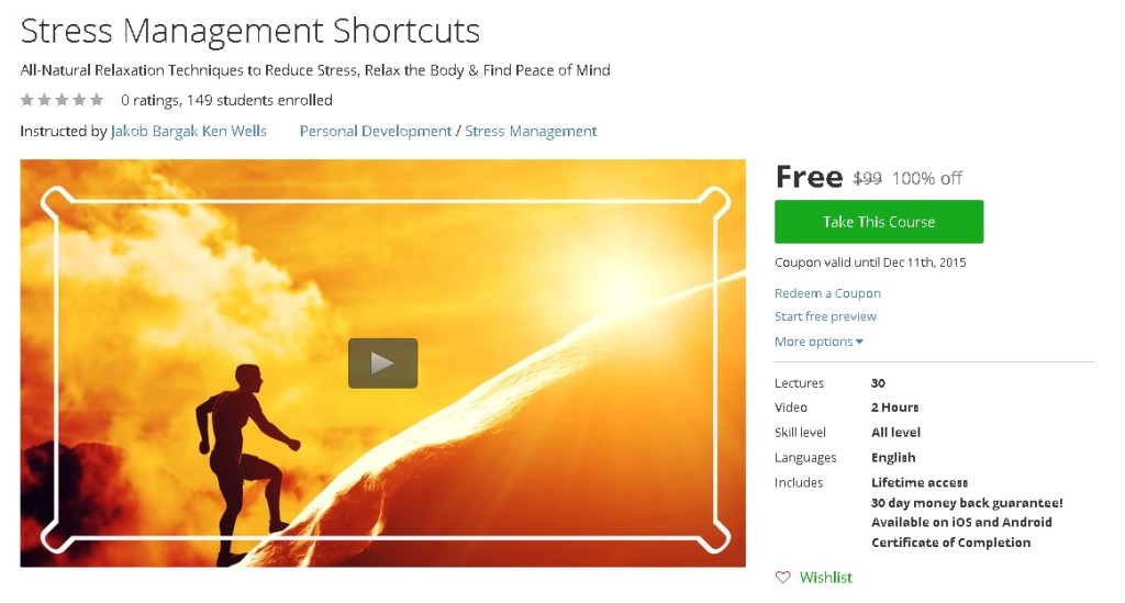 Free Udemy Course on Stress Management Shortcuts