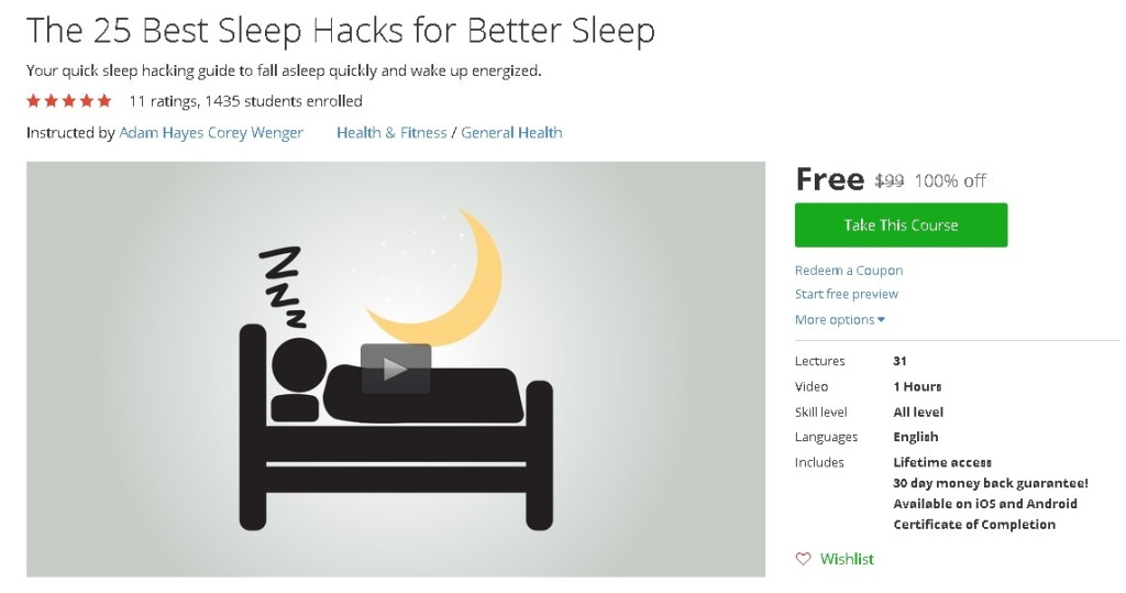 Free Udemy Course on The 25 Best Sleep Hacks for Better Sleep