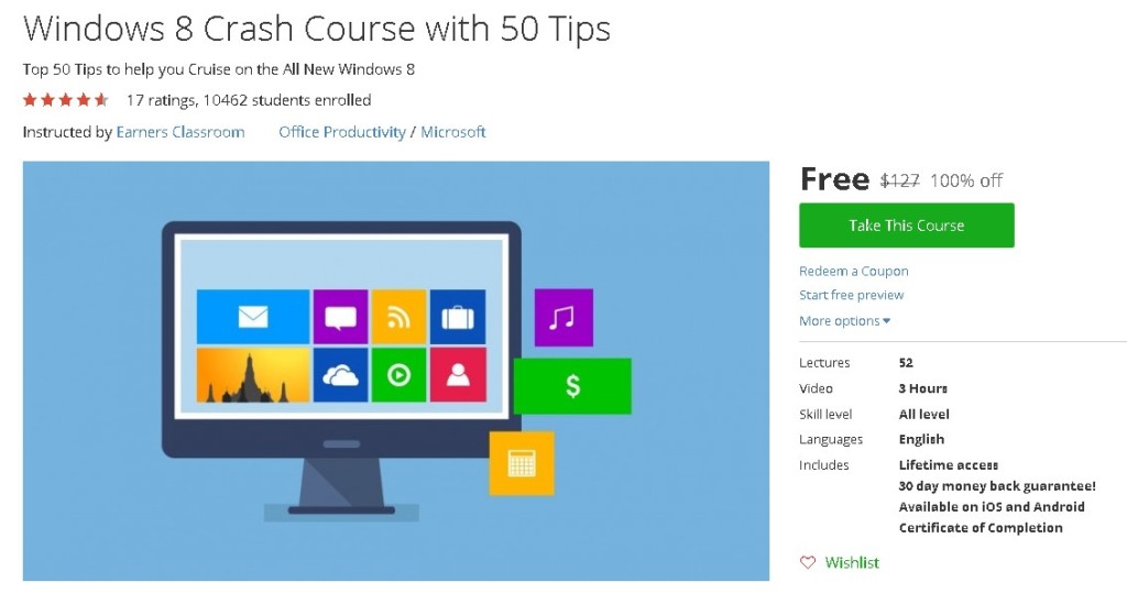 Free Udemy Course on Windows 8 Crash Course with 50 Tips