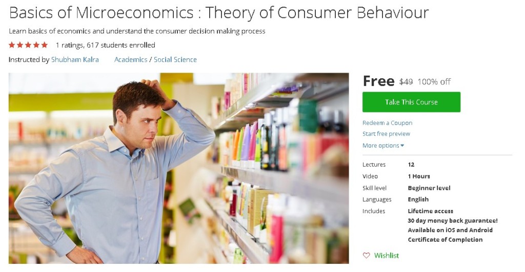 Free Udemy on Basics of Microeconomics  Theory of Consumer Behaviour