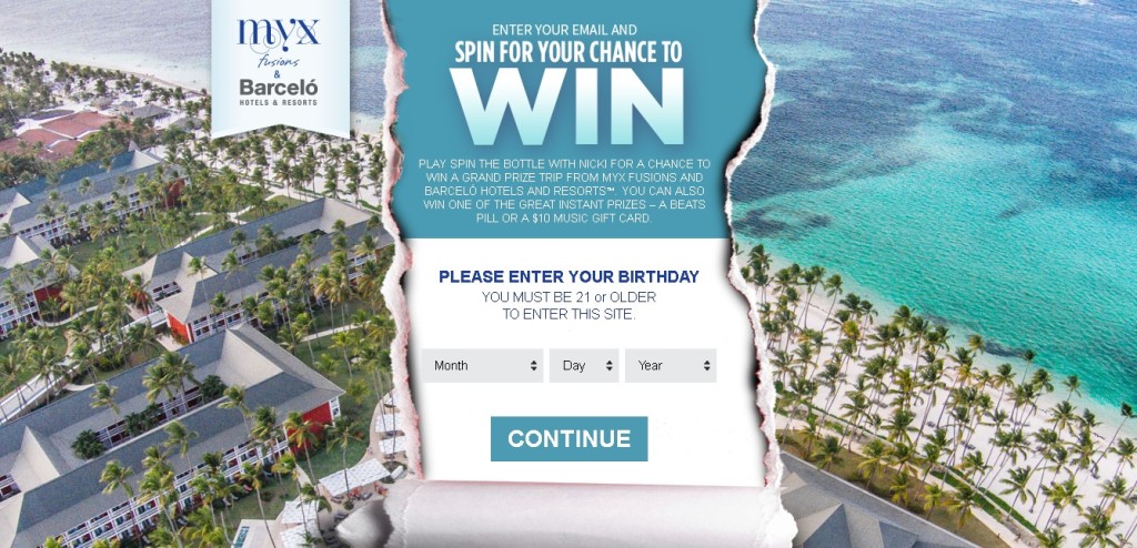 WIN A GRAND PRIZE TRIP FROM MYX FUSIONS AND Barceló HOTELS AND RESORTS™