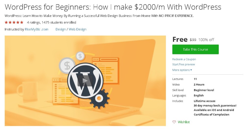 WordPress for Beginners How I make $2000m With WordPress @ Udemy