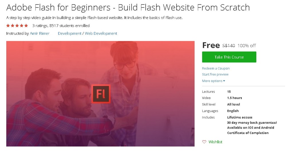 Free Udemy Course on Adobe Flash for Beginners - Build Flash Website From Scratch