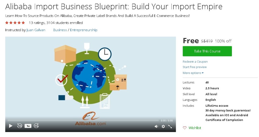 Free Udemy Course on Alibaba Import Business Blueprint Build Your Import Empire