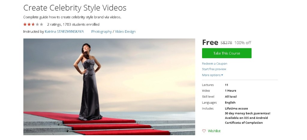 Free Udemy Course on Create Celebrity Style Videos