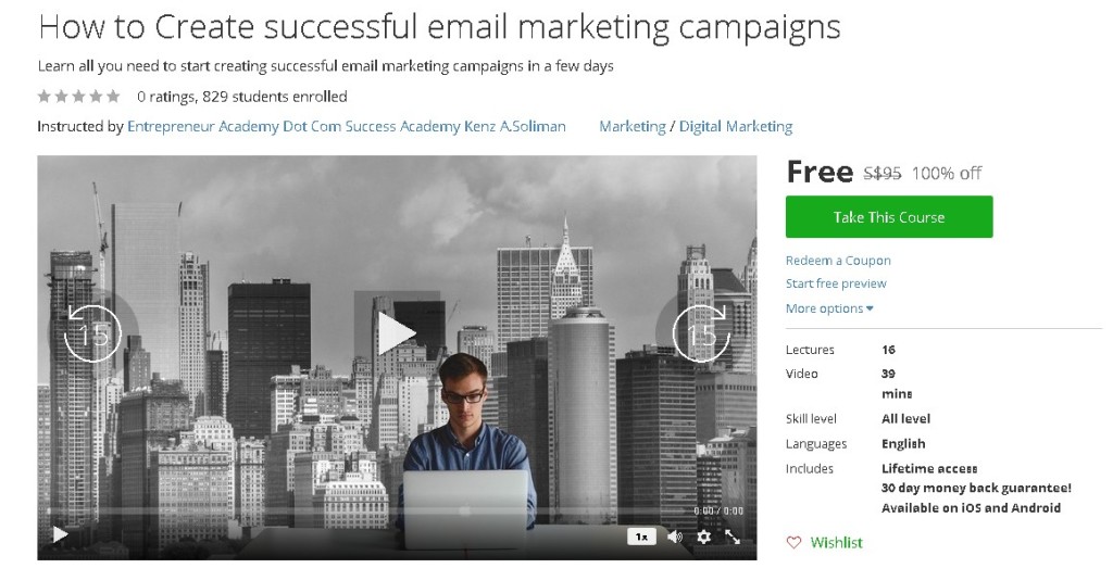 Free Udemy Course on How to Create successful email marketing campaigns