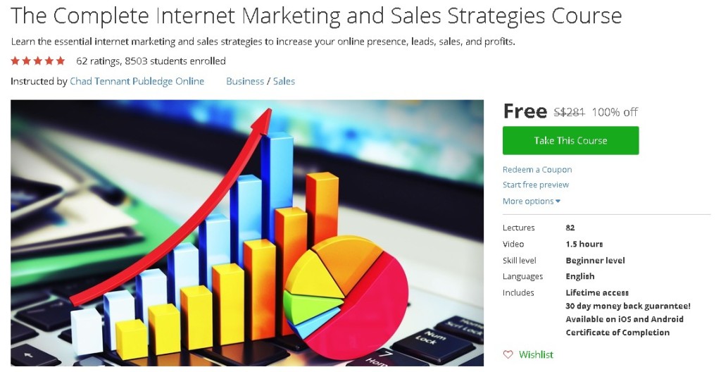 Free Udemy Course on The Complete Internet Marketing and Sales Strategies Course