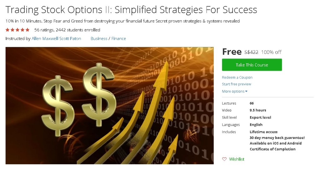 Free Udemy Course on Trading Stock Options II Simplified Strategies For Success