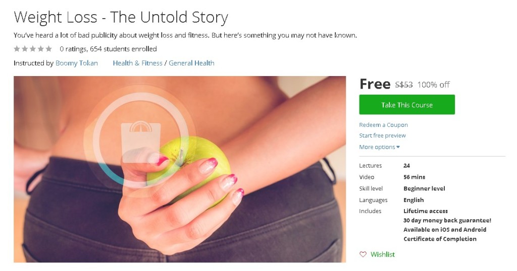 Free Udemy Course on Weight Loss - The Untold Story