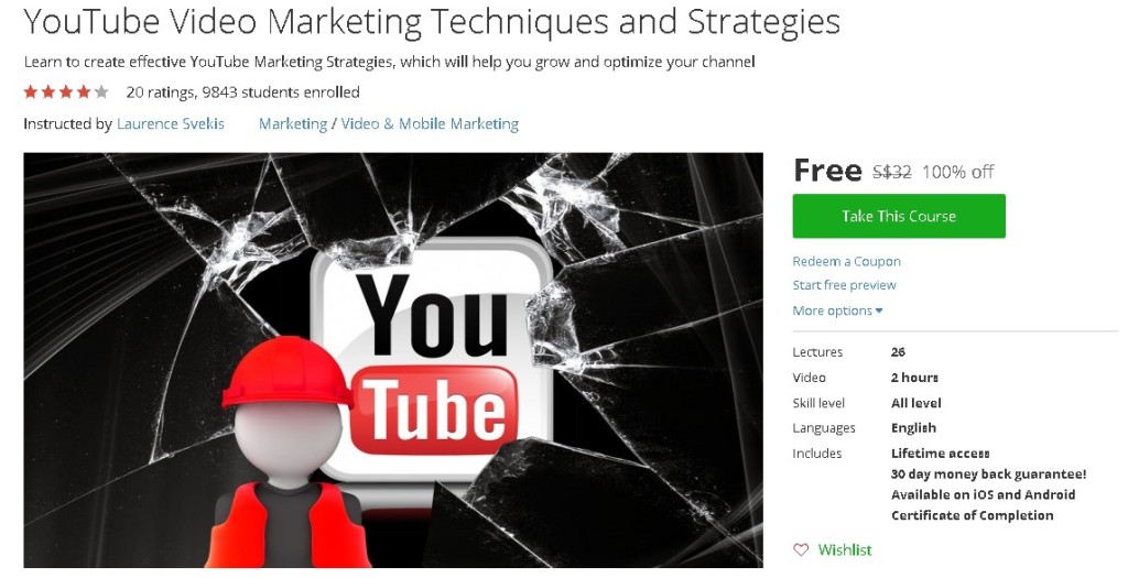 Free Udemy Course on YouTube Video Marketing Techniques and Strategies