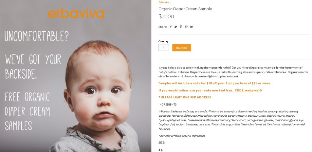 Organic Diaper Cream Sample at Erbaviva (2)