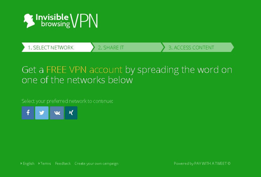 Get a FREE VPN account at Invisible Browsing VPN