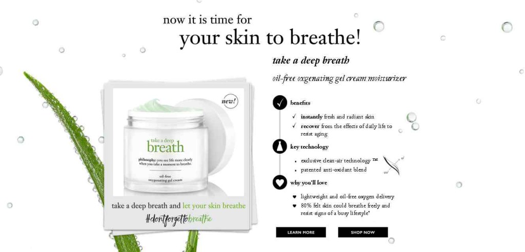 Free oil-free oxgenating gel cream moisturizer at Philosophy