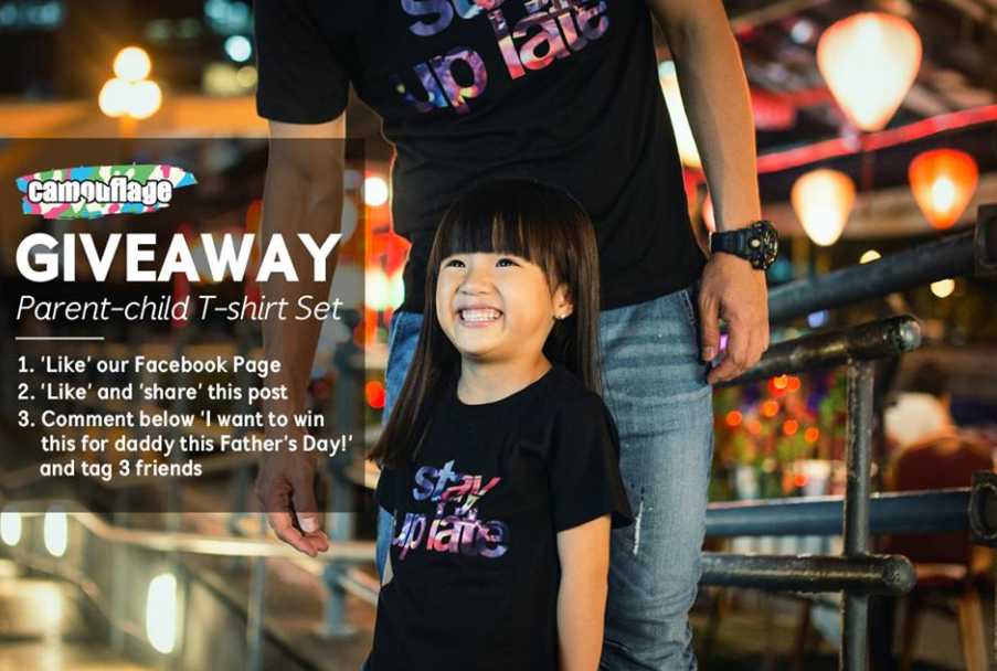 Giving away one set of our new Parent-child T-shirt at Camouflage Kids