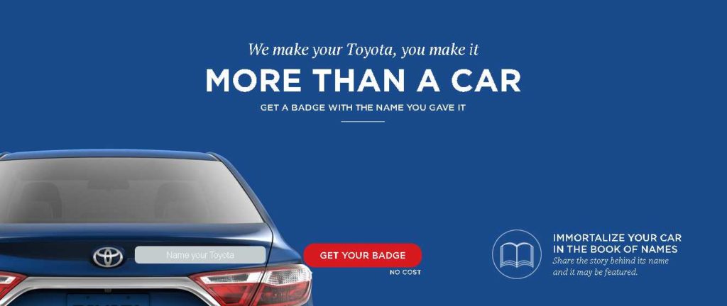 Get your personalized Toyota badge