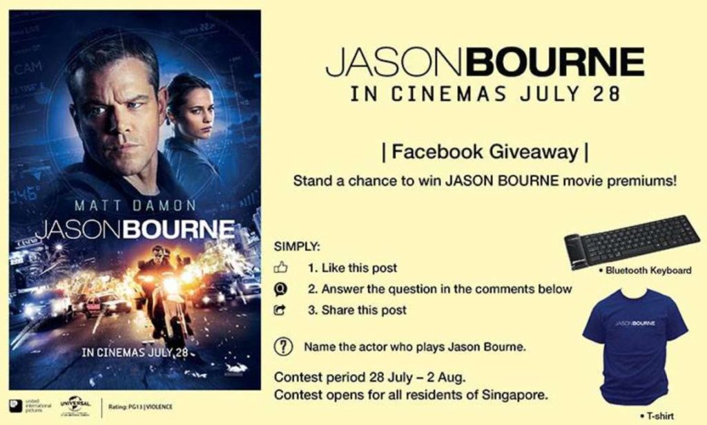 Stand a chance to win JASON BOURNE movie premiums!