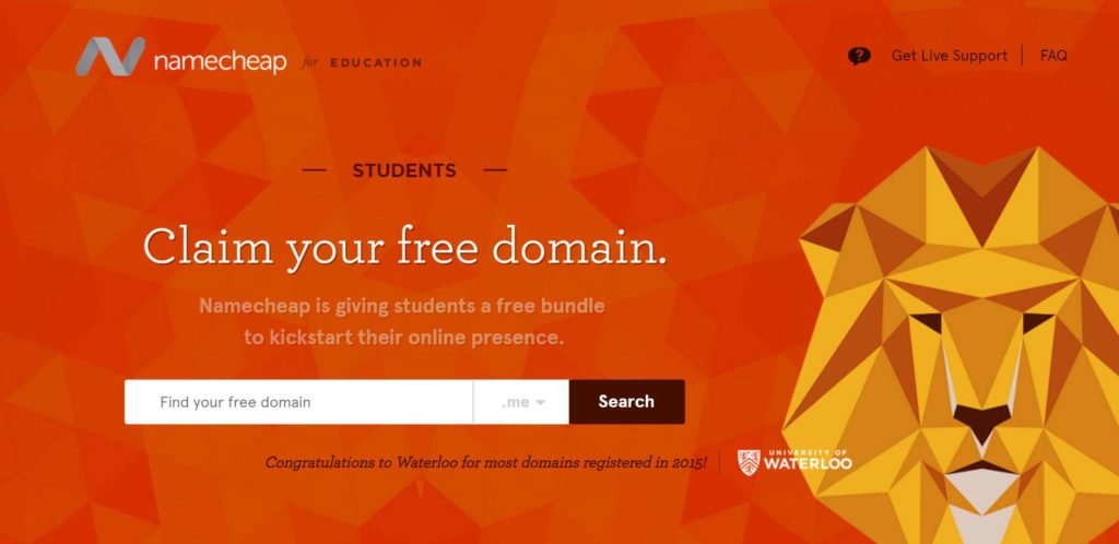 #Free Domain for Students at Namecheap.com