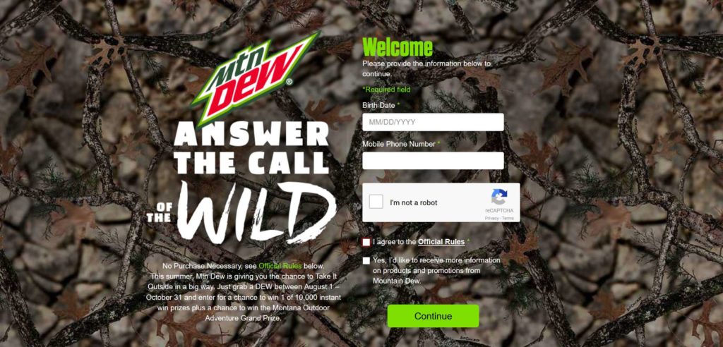 Mountain Dew®“Answer the Call of the Wild” Promotion