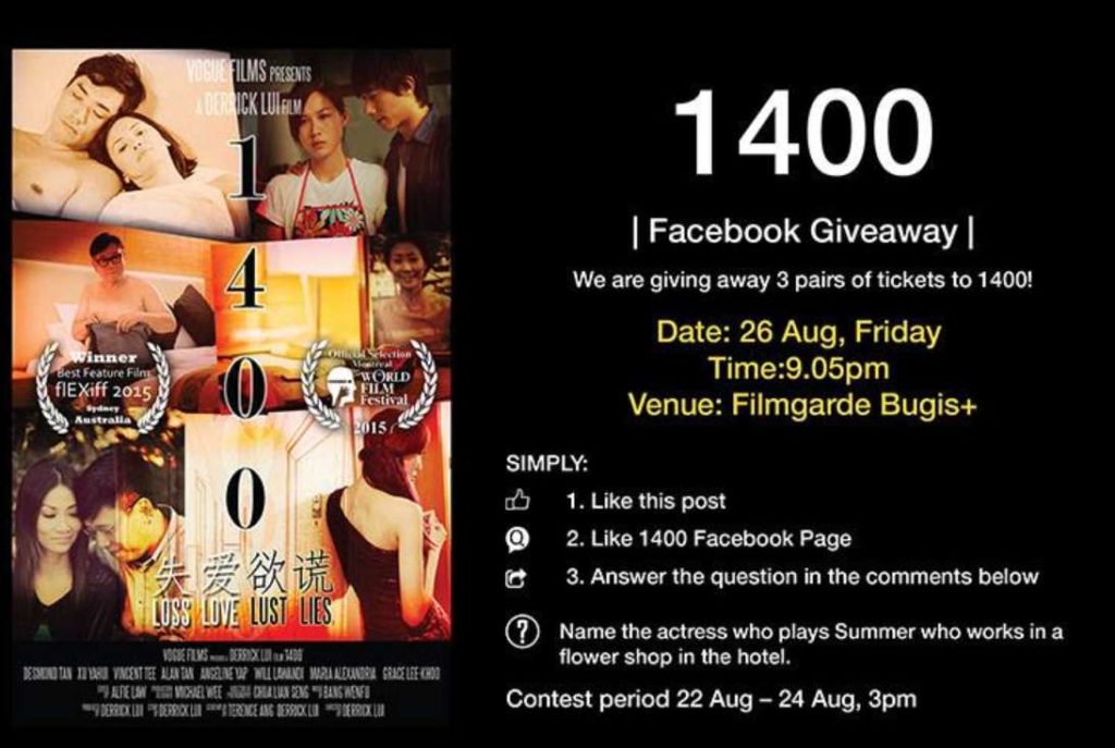 #WIN tickets to 1400 at Filmgarde Cineplex