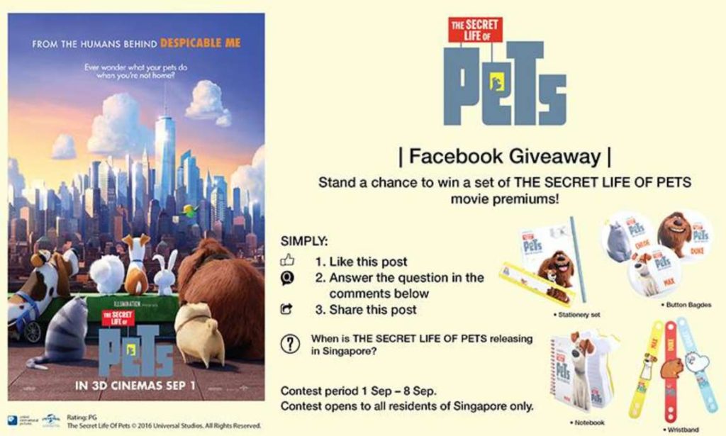 Stand a chance to win a set of THE SECRET LIFE OF PETS movie premiums