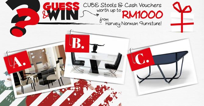 Win Cube Stools & Cash Vouchers Worth RM1000 at Harvey Norman Malaysia