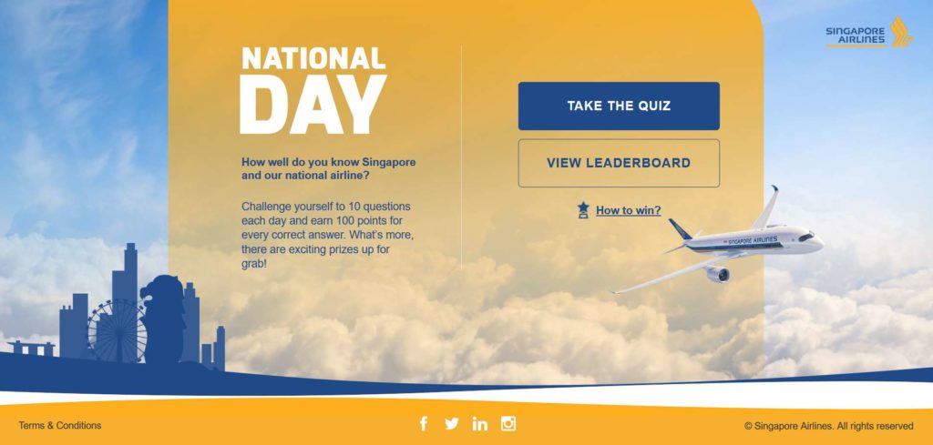 Challenge yourself to 10 questions each day and earn 100 points for every correct answer at Singapore Airlines